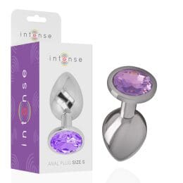 INTENSE - ALUMINUM METAL ANAL PLUG WITH VIOLET CRYSTAL SIZE L 2